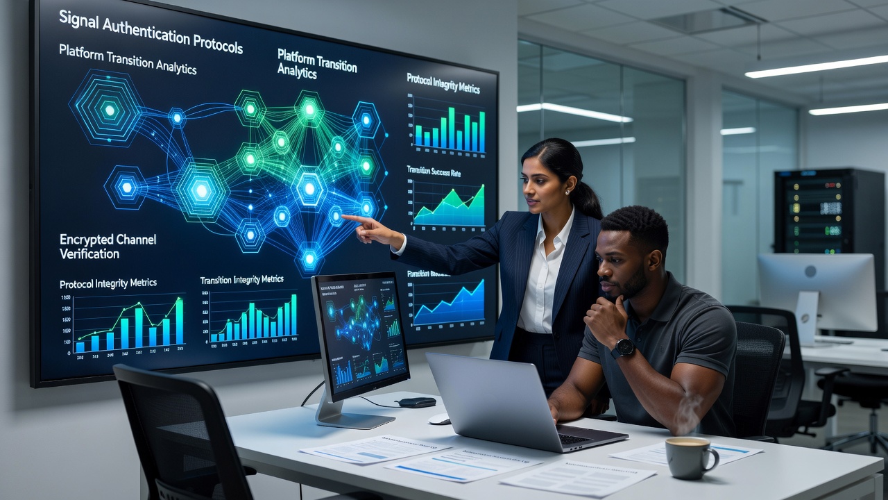 Data flow visualization with authentication checkpoints highlighted during platform migration